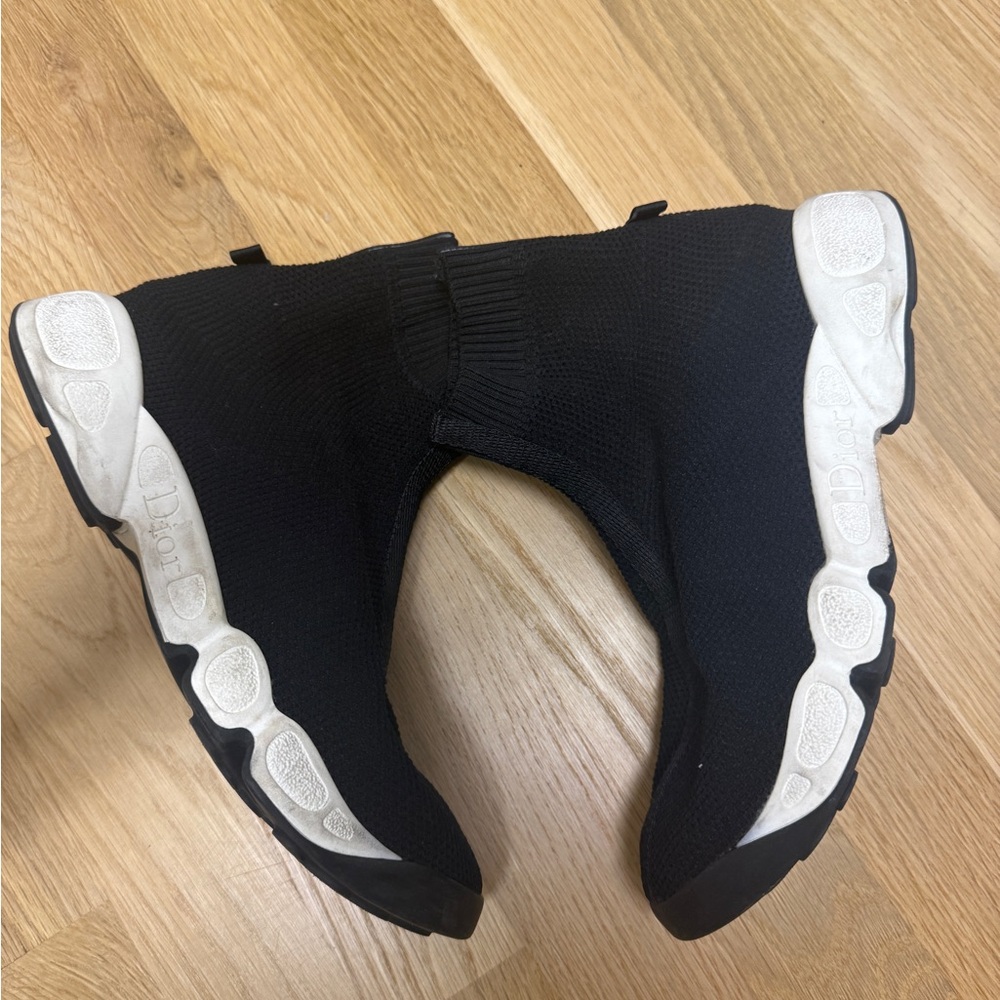 Dior Black and White Knit Slip-On Sneakers